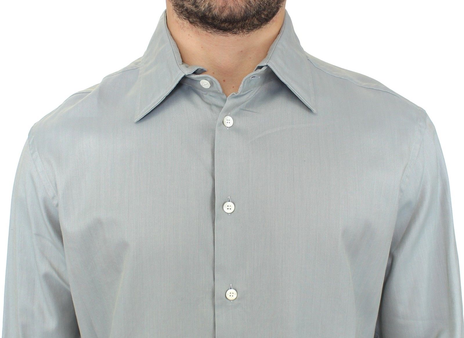 Elegance Unleashed Gray Casual Button-Front Shirt