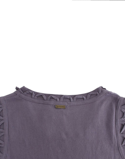 Elegant Purple Knee-Length Cotton Dress