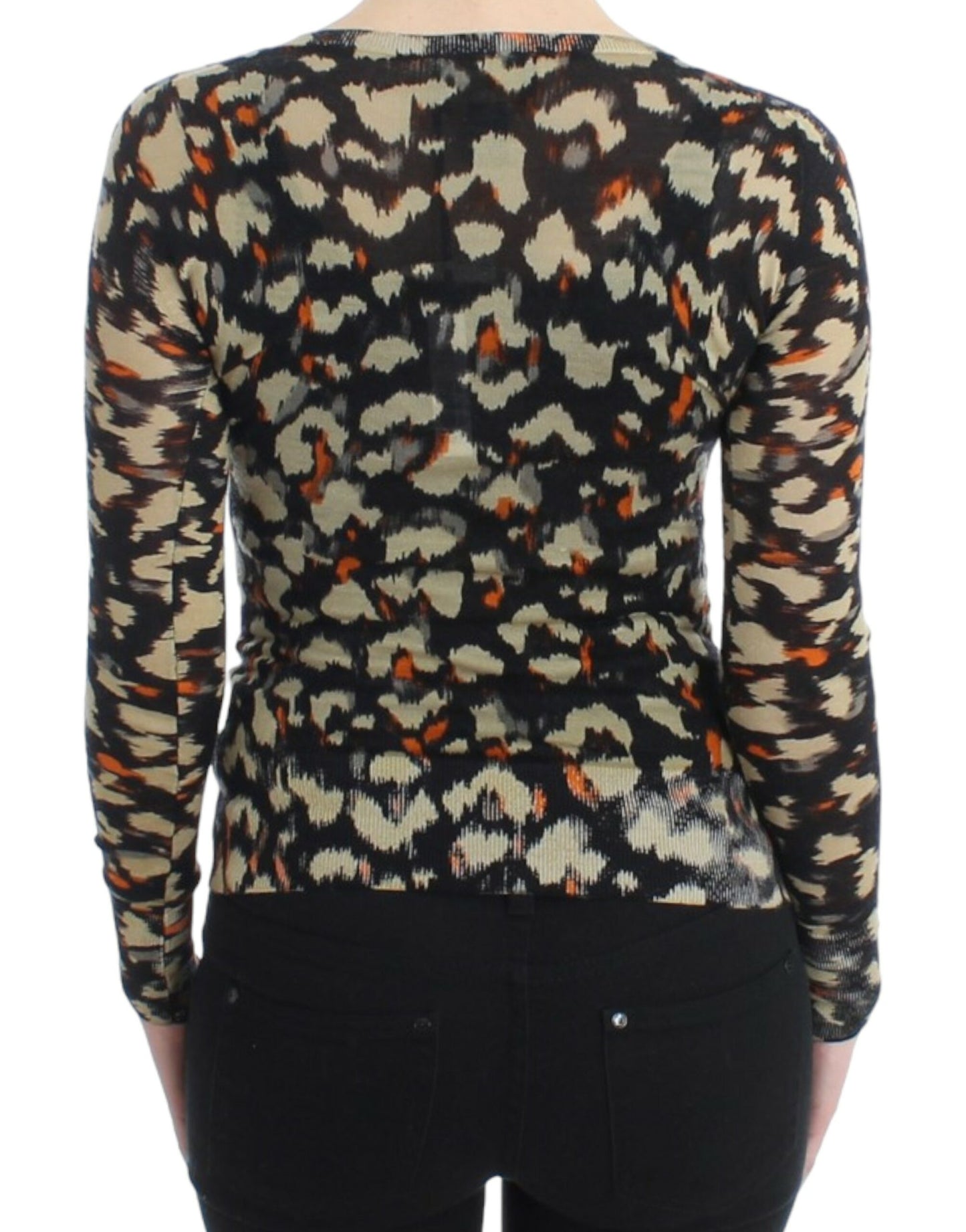 Elegant Multicolor V-Neck Wool Jumper