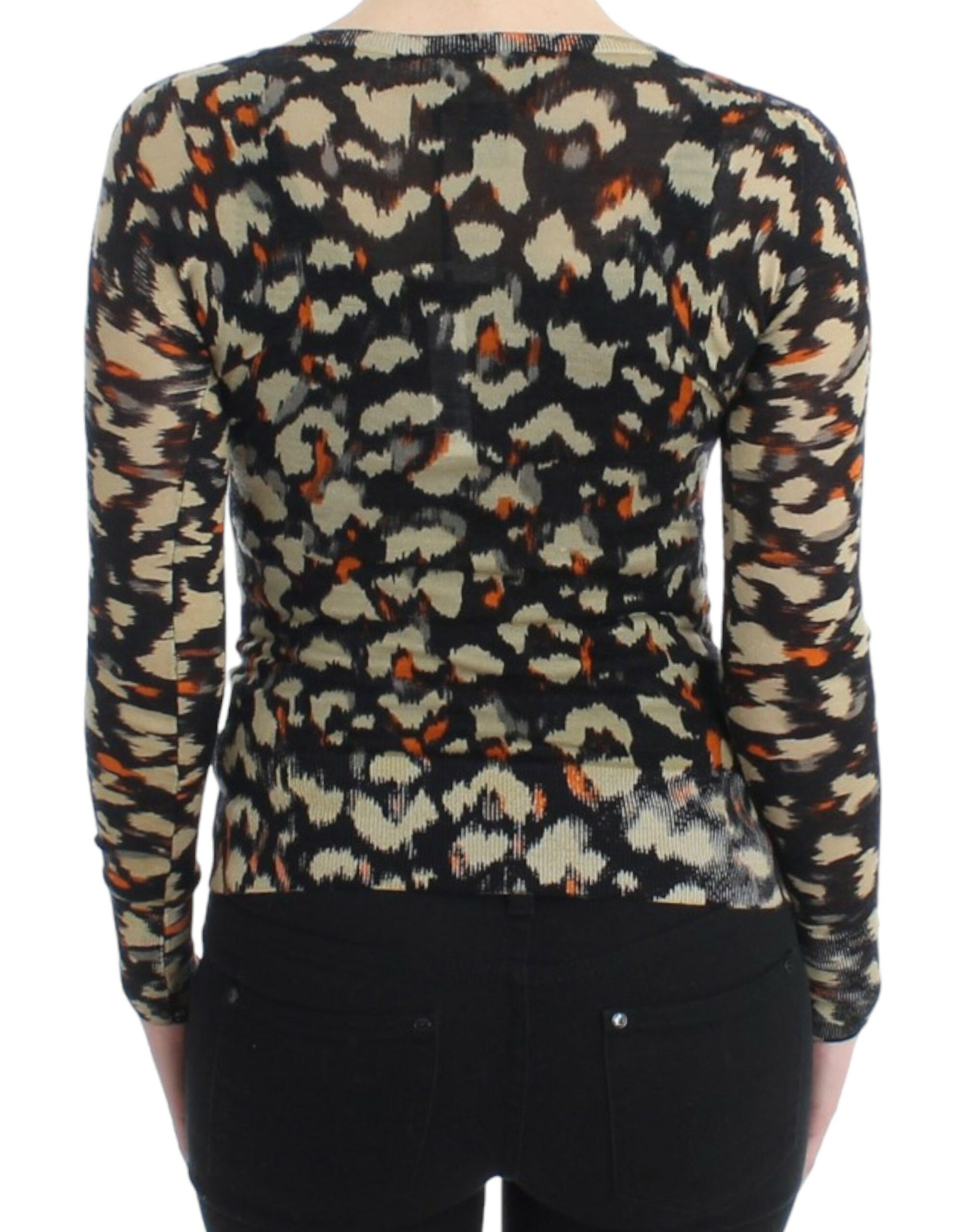 Elegant Multicolor V-Neck Wool Jumper