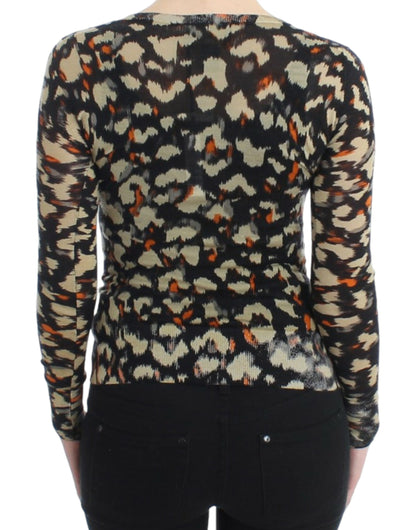 Elegant Multicolor V-Neck Wool Jumper