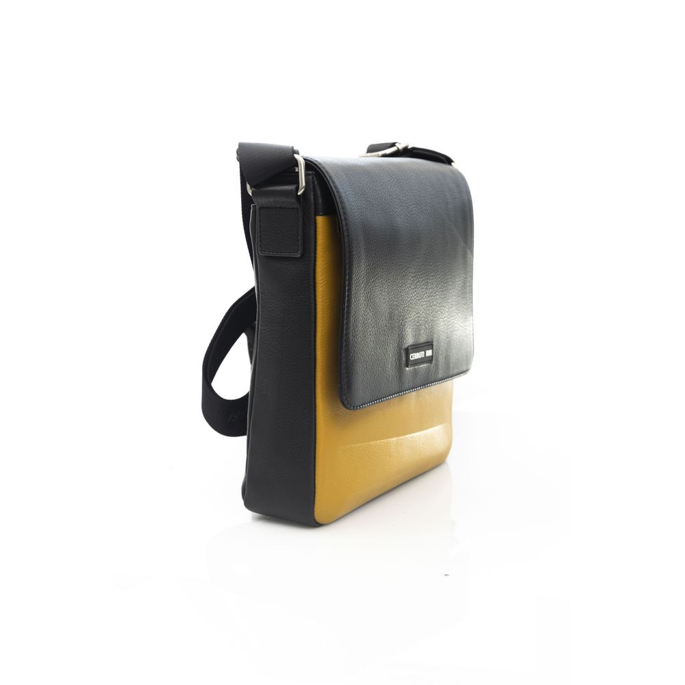 Yellow Leather Men Crossbody Bag
