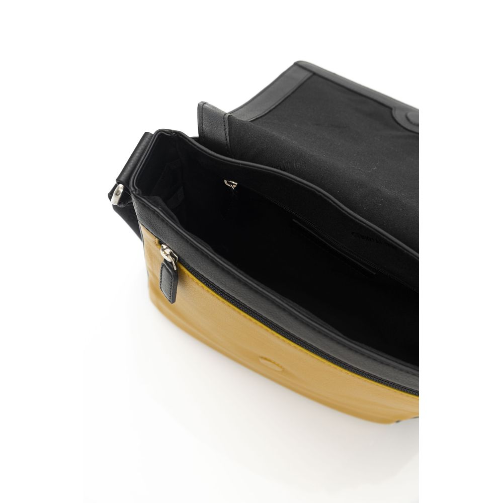 Yellow Leather Men Crossbody Bag