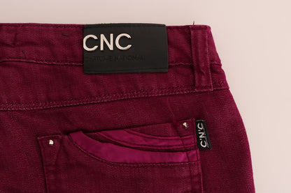 Sleek Red Straight Fit Luxury Jeans