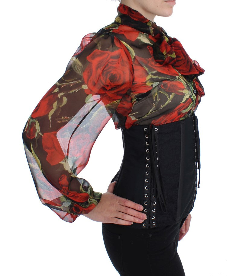 Elegant Black Floral Brocade Corset Belt