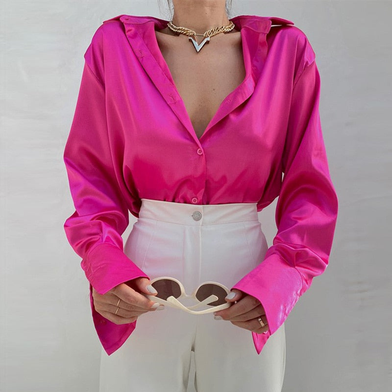 Satin Long Sleeve Blouse For Timeless Elegance and Luxurious Comfort