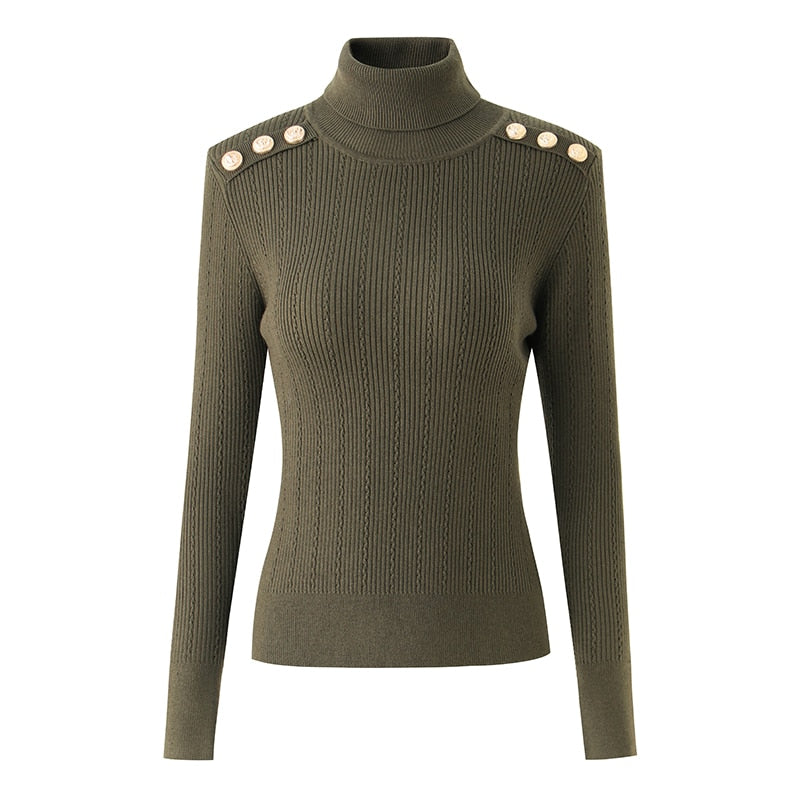 Army Green Turtleneck Sweater