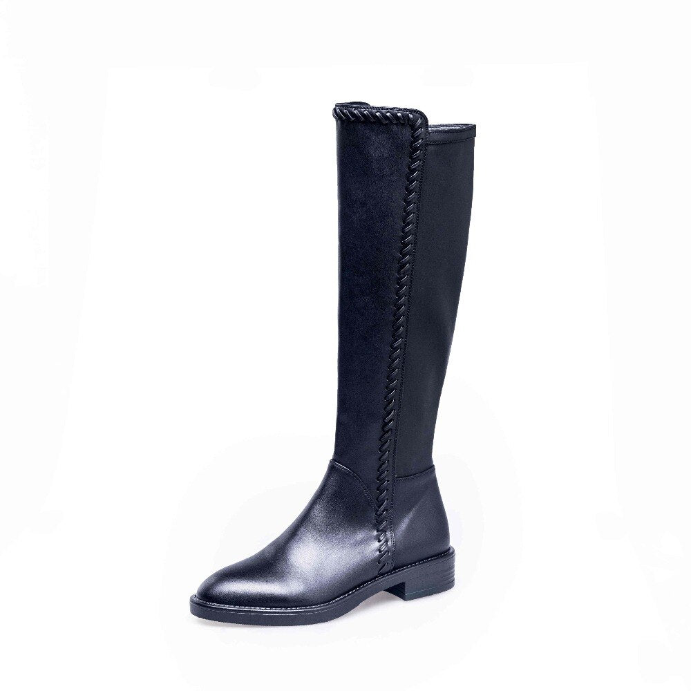 Genuine leather long boots