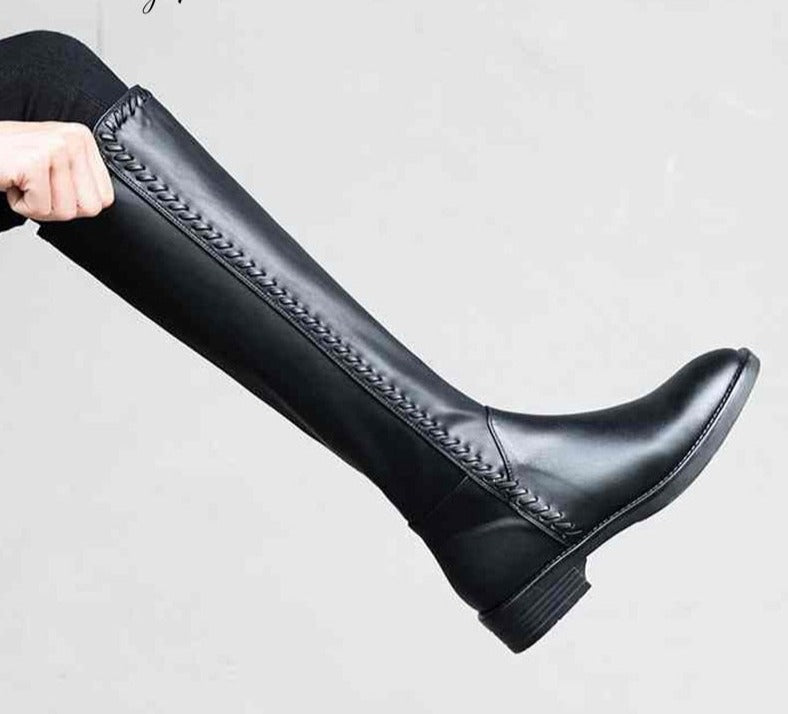 Genuine leather long boots