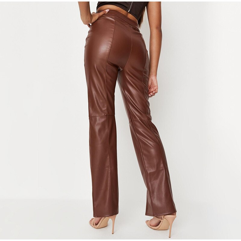 Faux Leather Pants with Split Leg