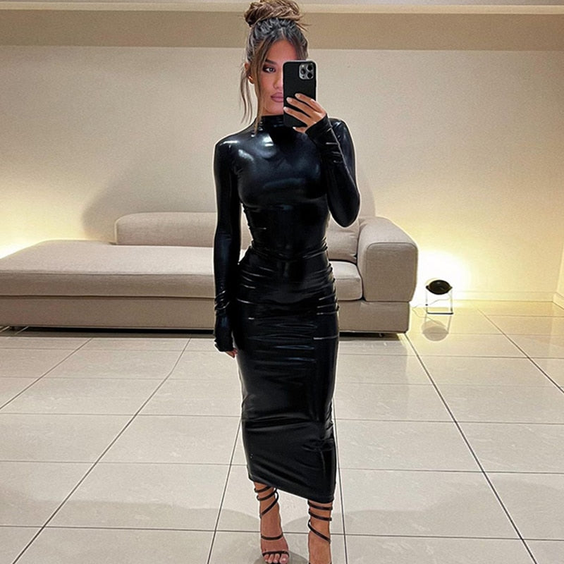 Faux Leather Sexy Dress