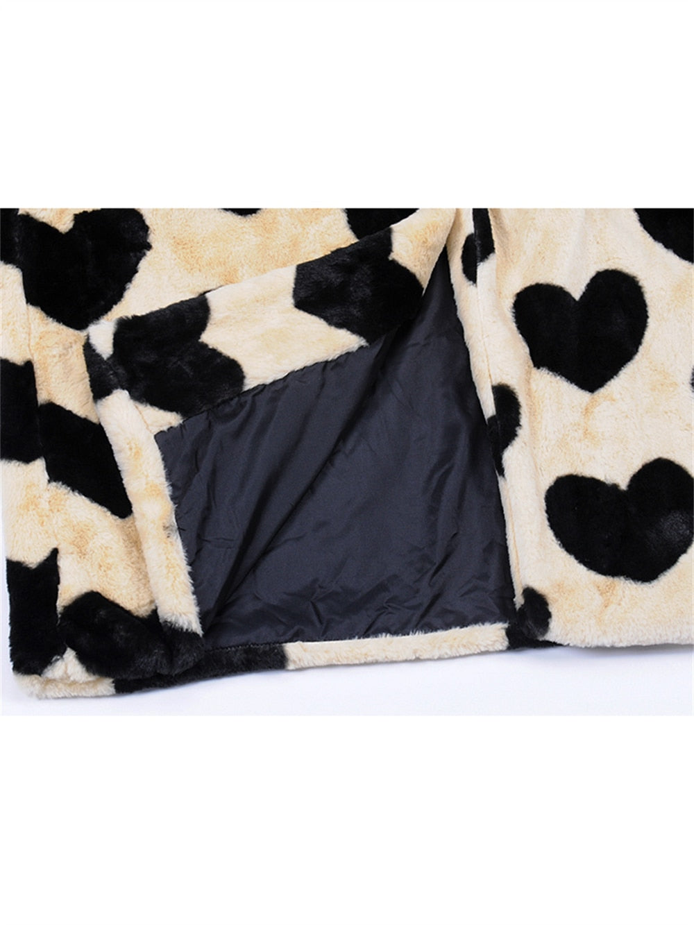 Warm Faux Fur Love Pattern Long Coat