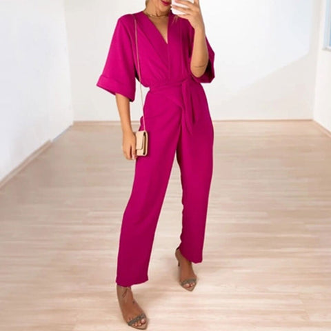 Casual Lace Up Loose Jumpsuit