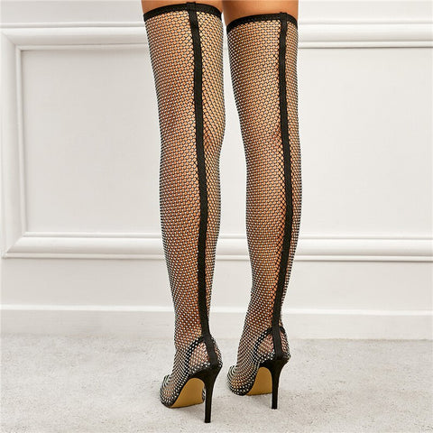 Mesh Over The Knee Boots