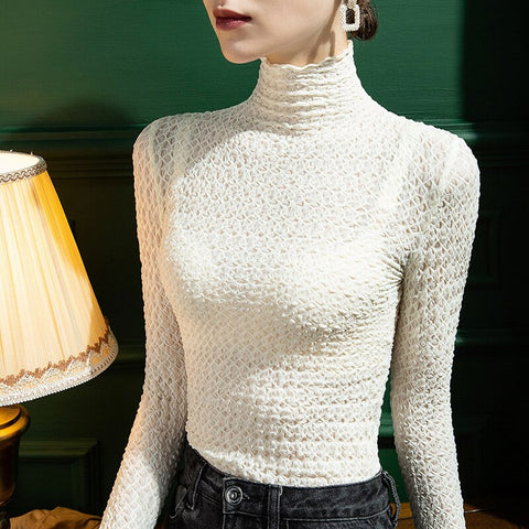 Light See Through Lace Turtle Neck Design