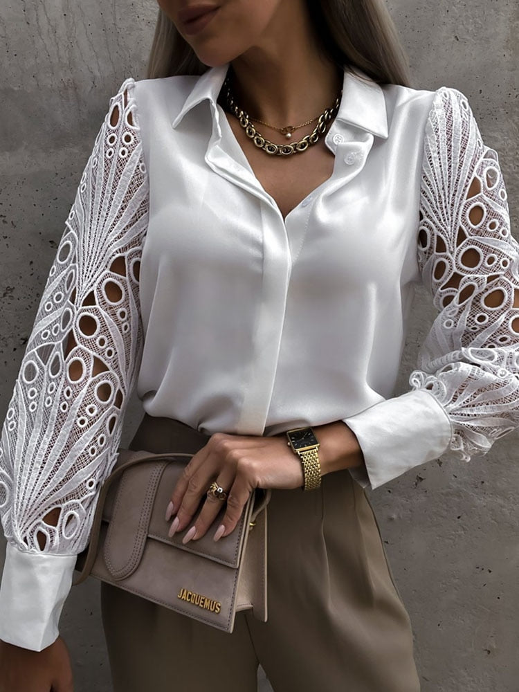 Sexy Lace Hollow Out Women Blouse