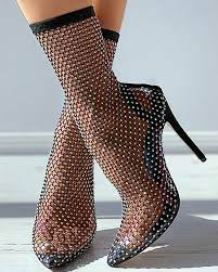 Over The Knee Boots Diamond Net Stockings Boots